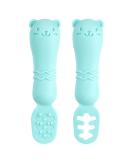Vicloon Baby Fork and Spoon Set - Silicone Weaning Spoon Kit for Self Feeding - Easy Grip Toddler Cutlery in Light Blue - Buy Online on GoSupps.com