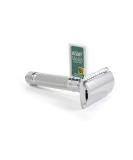 Edwin Jagger Double Edge Safety Razor with Knurled Short Handle + 5 Blades - Buy Online on GoSupps.com