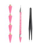 Rhinestones Picker Tool - Dual-Ended Wax Pencil Pen for Jewelry Nail Art & DIY Crafts - 4 Wax Tips & Tweezers (Pink) - International Shipping Available - Buy Online on GoSupps.com
