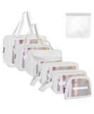 Aucuu 6 Pcs Clear Toiletry Bag Set - Waterproof Transparent Travel Wash Bags for Women and Girls (White) - Buy Online on GoSupps.com