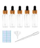 5Pcs Transparent Dropper Bottle 30ML Plastic Eye Dropper Bottles for Essential Oil Pipette Refillable - with Measured Pipette Funnel and Labels (Black + Gold Cap) 30ml Black + Gold Cap - Buy Online on GoSupps.com