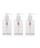 3PCS 100ML Refillable Squared Pump Bottles-Plastic Cosmetic Makeup Lotion Storage Container Bath Shower Shampoo Soap Hair-Conditioner Facial Cleanser Jar Pot (Clear) - Buy Online on GoSupps.com