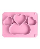 SFCCMM Toddler Baby Plates Silicone Divided Cartoon - Portable Non Slip Suction Toddler Plates for Children Baby and Kids Baby Dinnerware Eating Food Plates (Love Pink) - Buy Online on GoSupps.com