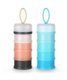 Vicloon Baby Milk Powder Dispenser 2PCS - Portable 4 Layers 120ml per Layer - Stackable Snack Storage Container in Gray, Pink & Blue - Buy Online on GoSupps.com