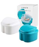 Denture Bath Box - Complete Care for Dentures, Braces, False Teeth, Mouth Guard, Night Guard & Retainers - Blue & White - Buy Online on GoSupps.com