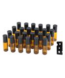 Topsky 24 pieces 5ml brown roll-on glass bottles with stainless steel scooters-refillable empty bottles for essential oils lotions and perfumes brown 5ml 24 - Buy Online on GoSupps.com