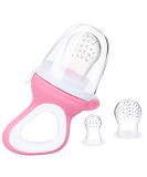 Fruit Teat for Baby & Toddler - BPA-Free Silicone Teats (3 Sizes) | Pacifier Teething Ring for Fruits Veggies & Porridge - Pink - Buy Online on GoSupps.com
