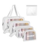 5PCS Clear Waterproof Toiletry Travel Bags - Portable Airport Cosmetic Bags (White) - Buy Online on GoSupps.com