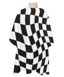Buy Black White Barber Cape - Stylish Hair Cutting Cape for All Ages | Geometric Checkered Design for Salon & Home Use - Buy Online on GoSupps.com