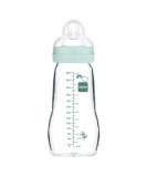 MAM FEEL Good A162 Glass Drinking Bottle 260ml - Soft Silicone Sucker for Babies | Blue - International Shipping Available - Buy Online on GoSupps.com