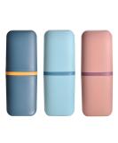 Katmerio Travel Toothbrush Set - 3-Piece Portable Toothbrush Holder & Cleaning Cup for Camping Hiking Business Trips & Home - Buy Online on GoSupps.com