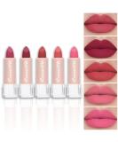 5Pcs Dark Orange Red Pink Mauve Matte Lipstick Set - Long Lasting Smudge Proof Lipstick Kit for Women - Buy Online on GoSupps.com