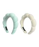 KVZVK 2 Pack Sponge Spa Makeup Headband for Women - Puffy Skincare Headband for Face Washing, Makeup Removal, Shower - Soft & Absorbent - Buy Online on GoSupps.com