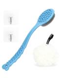 Qicheng & Lys Long Handle Bath Brush - Soft Body Back Sponge & Loofah Balls with Hooks (Blue + White) - Perfect for International Shipping - Buy Online on GoSupps.com