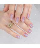 Justotry 24 PCs Pink Glitter Press-On Nails | Glossy Oval Artificial Medium Fake Nails for Women | French Nail Art Stick-On Designs - Buy Online on GoSupps.com