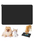 Emwel Waterproof Non-Slip Silicone Feeding Mat for Dogs & Cats - 47x30cm Gray/Black Ideal Food & Water Bowl Underlay - Buy Online on GoSupps.com