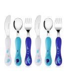 Lehoo Castle Ocean Animals Childrens Cutlery Set - 6 Pcs Stainless Steel Toddler Utensils - Kids Knife, Fork, Spoon - Blue - Buy Online on GoSupps.com