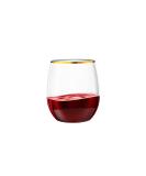 N9R 24 Pack Gold Rim Plastic Wine Glasses - 12oz Disposable Stemless Cups for Parties & Weddings - Buy Online on GoSupps.com