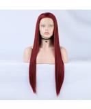 Shop Red Lace Front Wigs | Long Synthetic 150% Density Heat-Resistant 24in Burgundy Lace Wigs - Buy Online on GoSupps.com