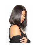 QUEENTAS 14-inch Dark Brown Short Bob Wig for White Women - Shoulder Length Synthetic Hair with Middle Part Bangs - Buy Online on GoSupps.com