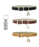 XFENTECH 3 pieces of cat collar - PU cat neck bands with metal buckle and bell pet pet collar belt collar for cats khaki brown black - Buy Online on GoSupps.com