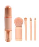 Mini Pink Makeup Brush Set - 4 in 1 Travel Essential for Lips, Highlighting, Eyes, and Foundation - Retractable Cosmetic Brushes - Buy Online on GoSupps.com