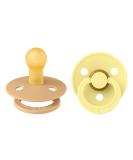 BIBS Colour Baby Pacifier 2-Pack | Made in Denmark | BPA Free Dummy Soother Round Nipple. Natural Rubber Latex Size 1 (0-6 Months) Desert Sand/Sunshine - Buy Online on GoSupps.com