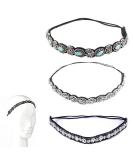 Strass Hair Bands - 3 Pieces Crystal Rhinestone Head Chains | Vintage Elastic Hair Accessories for Women & Girls - Buy Online on GoSupps.com