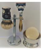 Shop 5 Piece Men's Shaving Gift Set | Fusion Razor Silvertip Badger Brush Bowl & Soap - Perfect for Gifting - Buy Online on GoSupps.com