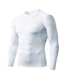 MEETYOO Men's Compression Long Sleeve Athletic Workout Shirt Medium White - Buy Online on GoSupps.com