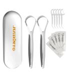 Premium Tongue Scraper Set - 2 Stainless Steel Scrapers & 10 Dental Floss Picks with Travel Case Cure Bad Breath & Enhance Oral Hygiene - Buy Online on GoSupps.com