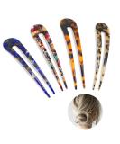 4pcs U Shaped Hairpin Fork French Style Hair Pins Hair Forks Tortoise Shell for Long Hair Multicolor - Buy Online on GoSupps.com