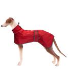 Geyecete Dog Jacket Adjustable Lightweight Raincoat with Reflective Straps and Harness Hole with Adjustable Bands Greyhound-Red-S S Red - Buy Online on GoSupps.com