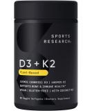 Sports Research Vitamin K2 + D3 100 mcg/125 mcg 60 Veggie Softgels