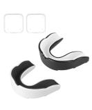 Flintronic Sport tooth protection sports mouth protection 2 pieces of mouth protection with portable hygiene box for rugby boxing martial arts hockey MMA taekwondo and more adults (black and white) adult black white + white black (adult) - Buy Online on GoSupps.com