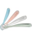 B ABA - Baby Spoons - Silicone weaning spoon - Set of 4 - 1st stage - Multicolor Pink Blue Gray Eucalyptus - Buy Online on GoSupps.com