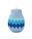 Royal Hong Beauty Mini Hot Water Bottle with Knitted Cover - Blue Rhombus Design | Pain Relief, Hot Compress, Hand Warmer | Silicone 320ML - Buy Online on GoSupps.com