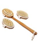 Wooden Body Brush Set - 3 Dry Massage Brushes with Long Handle for Exfoliation & Relaxation - Ship Worldwide - Buy Online on GoSupps.com