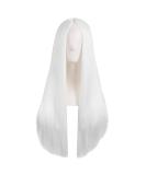 MapofBeauty 28 Inch Women's Long Straight Synthetic Wig - Special Natural White Hair - Buy Online on GoSupps.com