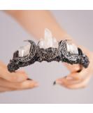 JWICOS Raw Crystal Quartz Crown Headband - Silver Moon Goddess Tiara for Women and Girls Halloween Costume - Buy Online on GoSupps.com