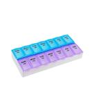 EZY DOSE Weekly Pill Organizer & Planner - Contoured Bottom for Easy Pill Removal, Large Blue/Purple AM/PM - 1 Count - Buy Online on GoSupps.com