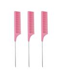 3 Pcs Anti-Static Carbon Fibre Tail Comb Set - Heat Resistant Pink Fine Tooth Rat Tail Comb for Women - Buy Online on GoSupps.com