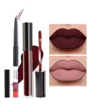 HAOYA Matte Dark Red Lip Liner and Lipstick Set | Long-Lasting Waterproof Matte Liquid Lipstick | 24H Wear | Lip Liner Included | 2Pcs Set - Buy Online on GoSupps.com