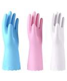 Alimat Plus Reusable Cleaning Gloves Latex Free - 3 Pack Medium Size for Dishwashing, Laundry, Gardening - Waterproof Household Gloves in Pink, White, Blue - Buy Online on GoSupps.com