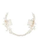 Handmade Crystal Pearls Ceramic Flower Bridal Hair Comb - Wedding Headband for Women - Buy Online on GoSupps.com