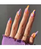 BSLVWG 24-Piece Almond Press-On Nails - Multi-Colored French Wave Pattern Nude Swirl Short Artificial Nails for Women with Glue - Buy Online on GoSupps.com