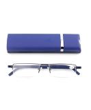 Ultra-Light TR90 Reading Glasses for Men & Women - Classic Metal Visual Aid Semi-Burning Narrow Style with Case & Cleaning Cloth (+1.25 Blue) - Buy Online on GoSupps.com