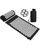 Acupressure Set | Relaxation & Pain Relief Pillow | Back & Neck Support | Stress & Sleep Aid - Travel-Friendly Black & White - Buy Online on GoSupps.com