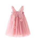 PythJooh Toddler Girl Butterfly Wings Tulle Dress | 3-4 Years | Dusty Pink - Buy Online on GoSupps.com