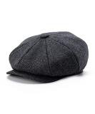 BOTVELA Men's Wool Blend Herringbone Tweed Flat Cap - Black 7 5/8 - Buy Online on GoSupps.com
